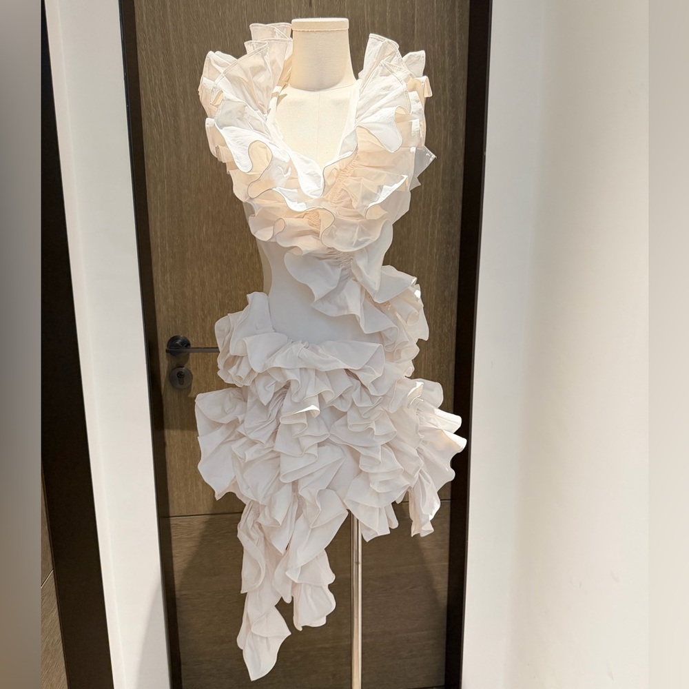Aknvas White Ruffle Mini Dress - Picture 4 of 15
